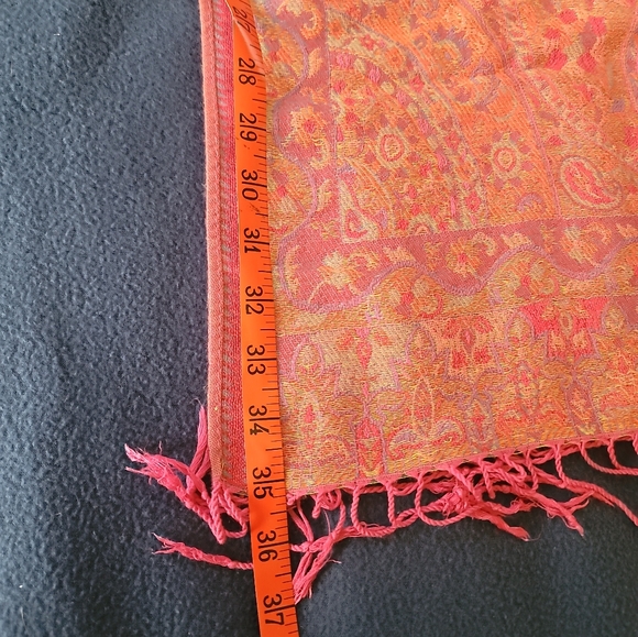 Bohemian Cashmere mix Wide Shoulder Shawl Paisley Flower hotpink/multico… - Picture 7 of 14